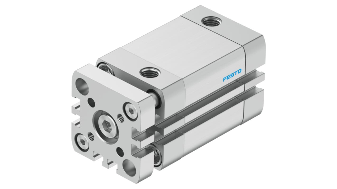 Cilindro pneumatico Festo ADNGF-32-30-P-A, doppio effetto, foro 32 mm, corsa 30 mm, peso 422 g, pressione max 10 bar.