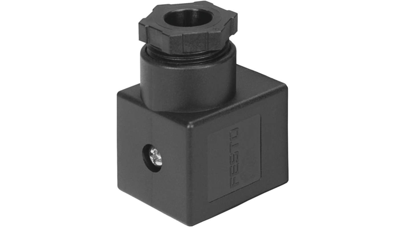 Presa di corrente angolata Festo MSSD-C, 250 V CC, 16 A, grado di protezione IP65, montaggio centrale, colore nero.