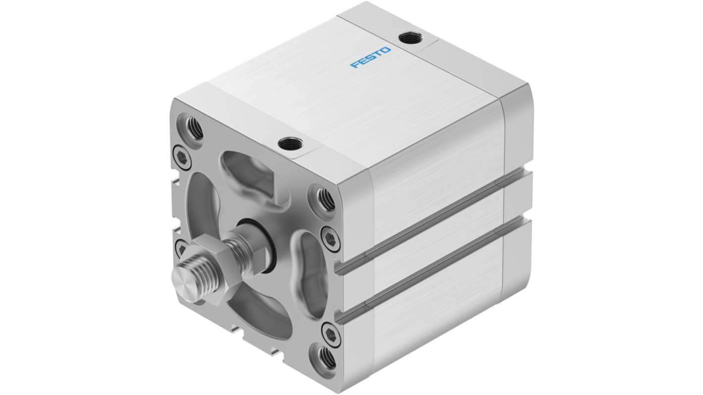 Cilindro pneumatico Festo ADN-80-50-A-P-A, doppio effetto, alesaggio 80 mm, corsa 50 mm, attacco G 1/8, max 10 bar.