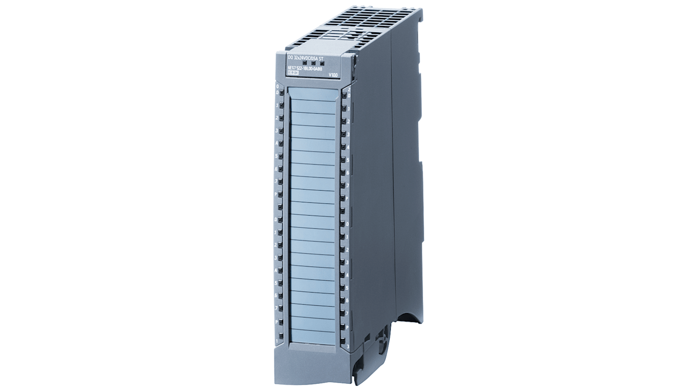 Modulo I/O digitale Siemens 6ES7522-1BF00-0AB0 con 8 uscite transistor, corrente di uscita 2A, protezione cortocircuito. Efficiente e compatto.