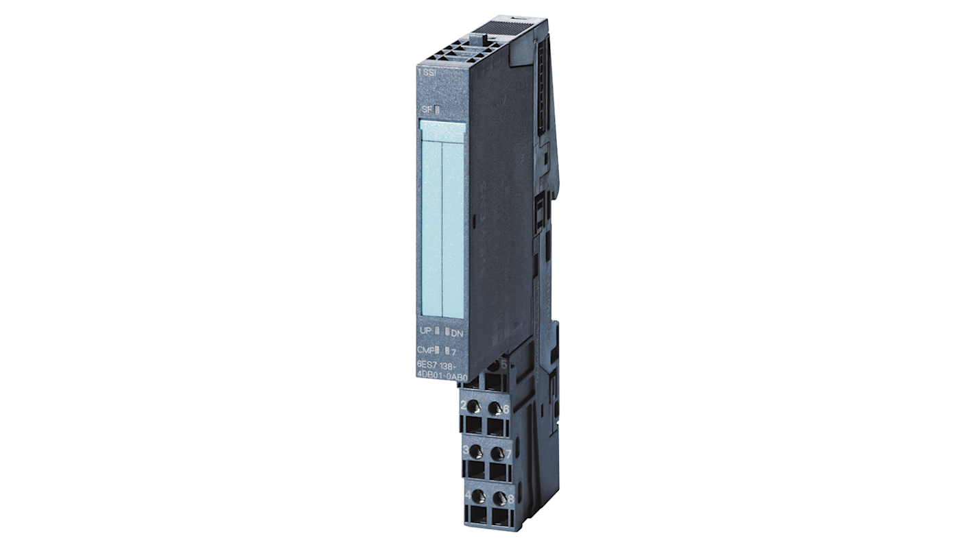 Modulo di espansione digitale Siemens 6ES7138-4DB03-0AB0 per PLC ET 200S, dimensioni 81 x 15 x 52 mm, tensione 24 V CC.
