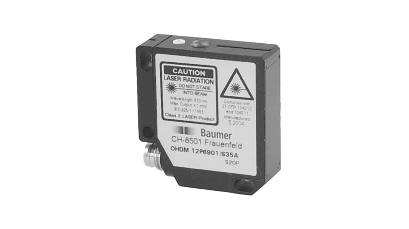 Sensore fotoelettrico Baumer OHDM 12P6901/S35A, rettangolare, rilevamento fino a 120 mm, alimentazione 12-28VDC, uscita PNP.