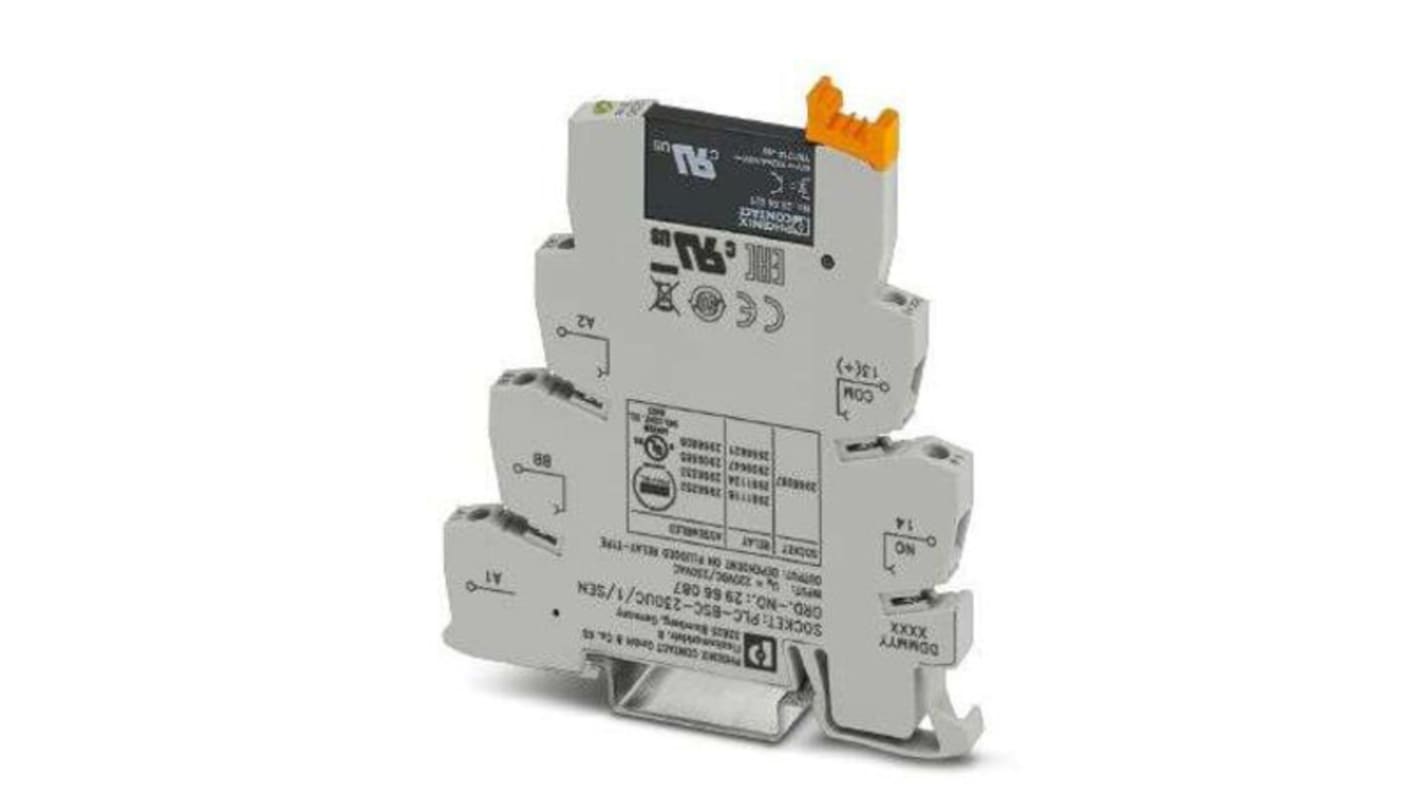 Relè di interfaccia a stato solido Phoenix Contact 2966809 con terminal block PLC-BSC.../SEN, guida DIN, tensione 230 V, display LED - Affidabilità e prestazioni garantite.