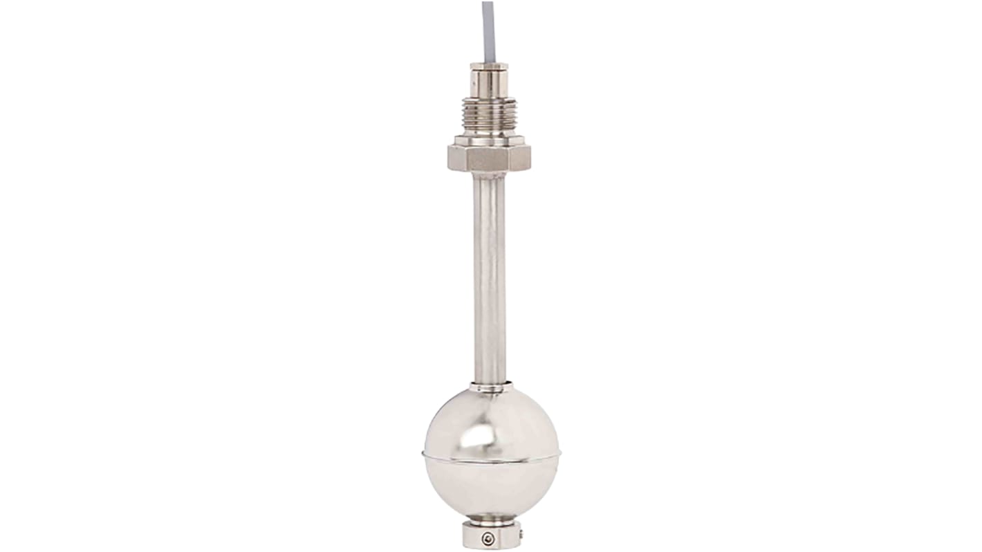 Interruttore a galleggiante WIKA 46906611 in acciaio INOX, montaggio verticale, con uscita di temperatura Pt1000 e contatto normalmente chiuso.