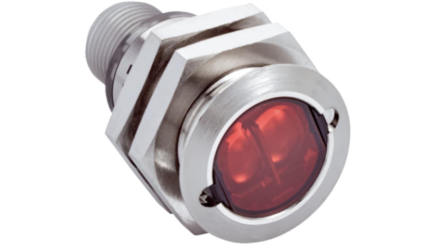 Sensore fotoelettrico cilindrico Sick GRL18S-P233Y a retroriflessione, rilevamento fino a 7,2 m, uscita PNP, IP67.