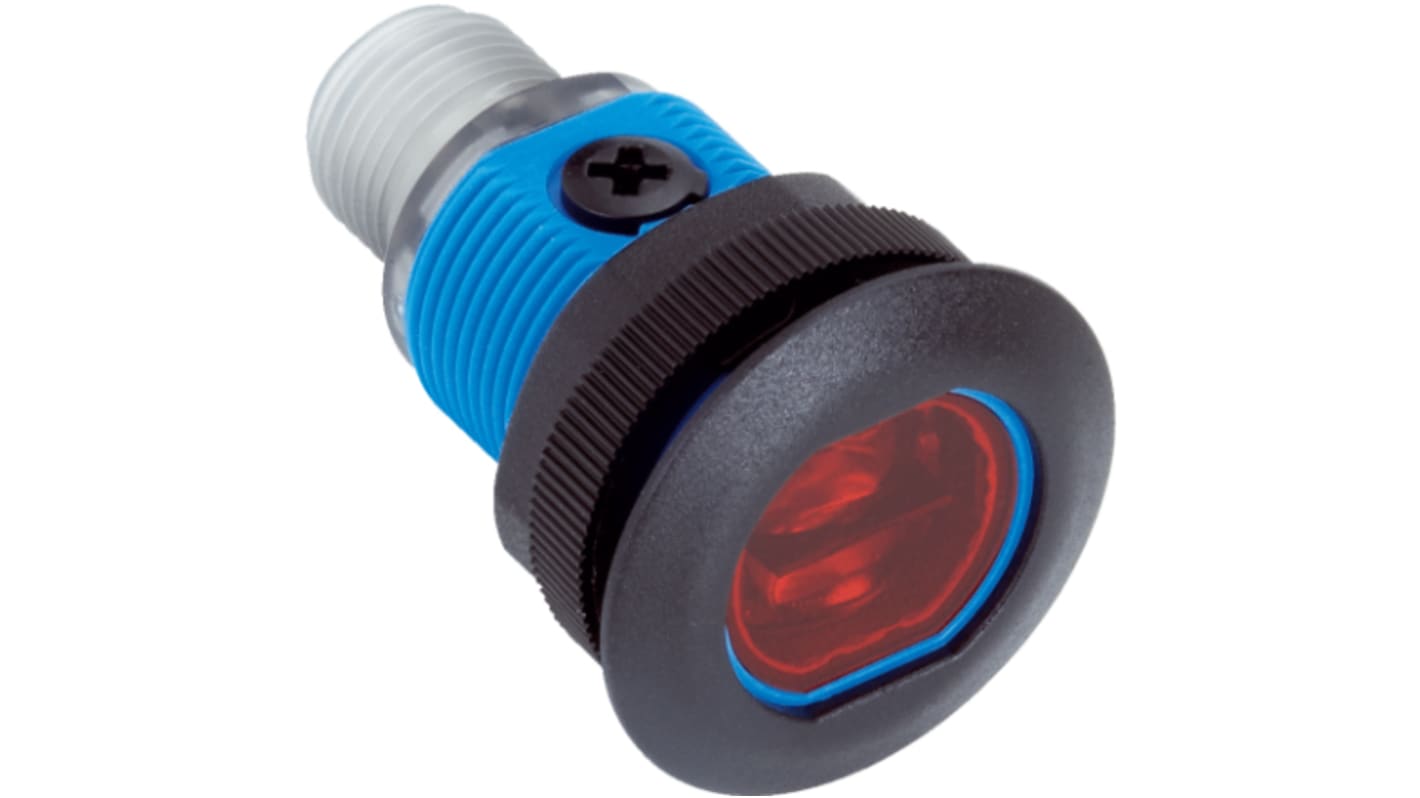 Sensore fotoelettrico cilindrico a retroriflessione Sick GRL18SG-F1337, rilevamento fino a 7,2 m, IP67, uscita PNP.