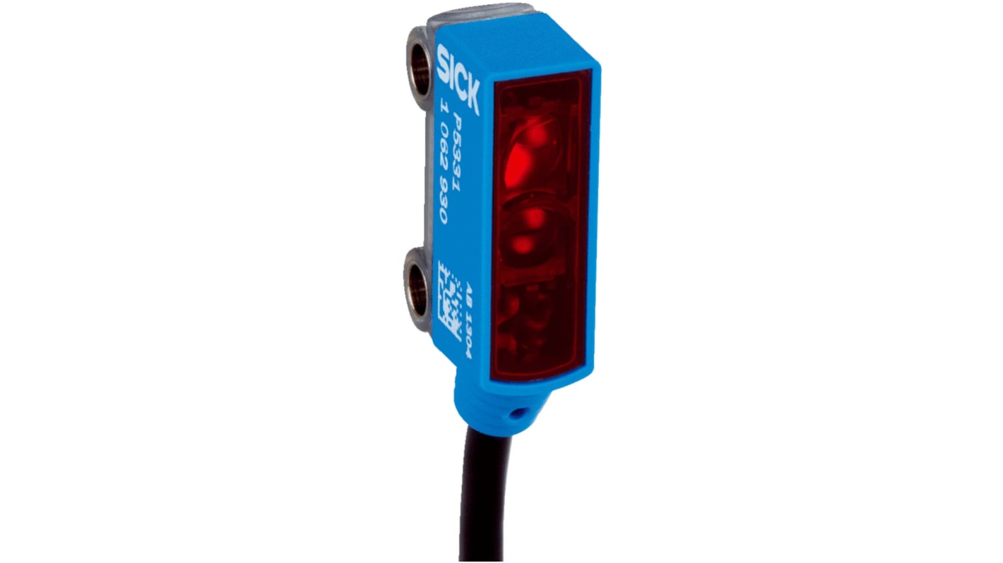 Sensore fotoelettrico rettangolare Sick WL2SG-2F3235, rilevamento a retroriflessione fino a 1,2 m, uscita PNP, IP67.