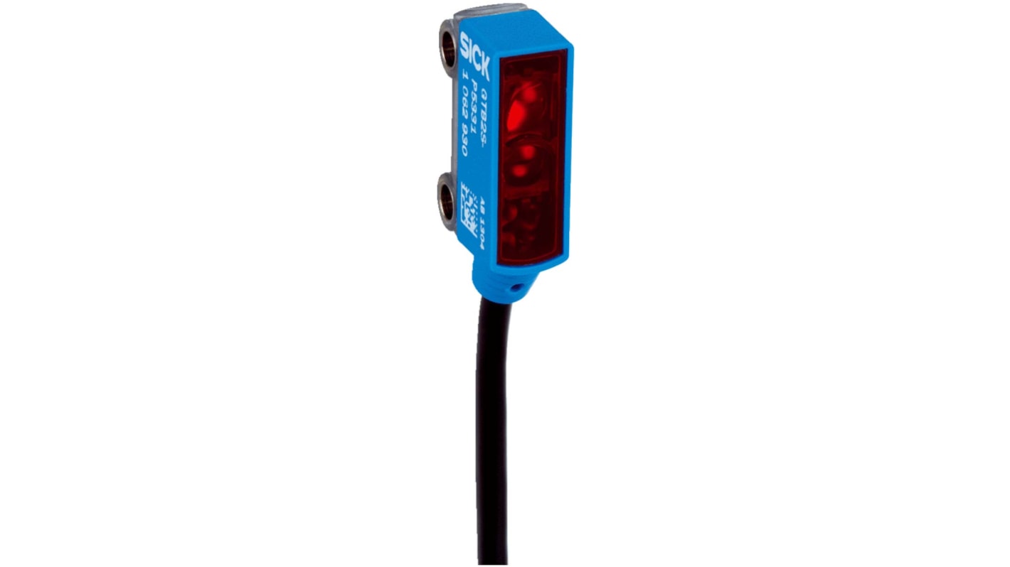 Sensore fotoelettrico rettangolare Sick GL2S-F1311 a retroriflessione, rilevamento fino a 3 m, IP67, uscita PNP.