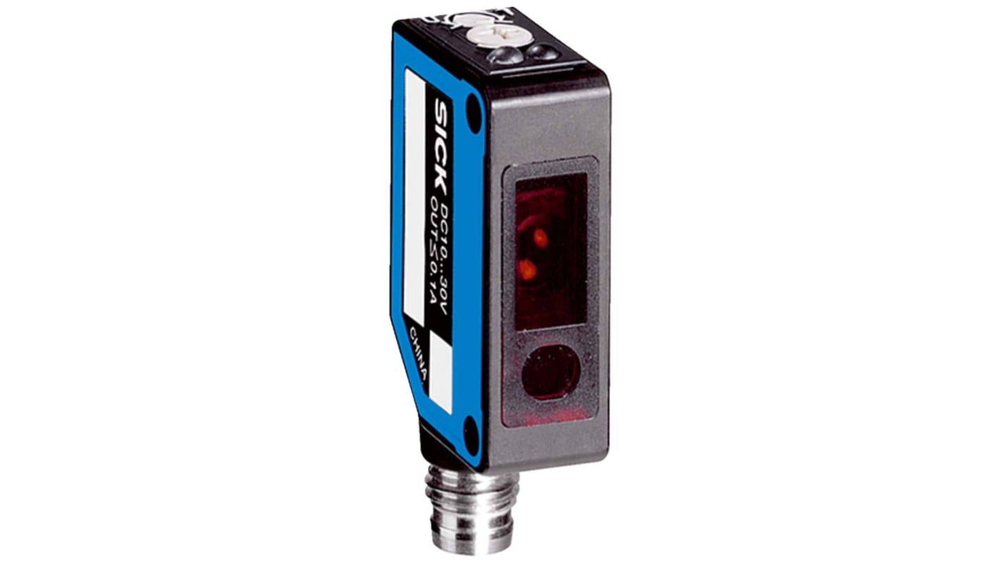 Sensore fotoelettrico rettangolare Sick WL8-N1131, retro-riflettente, rilevamento fino a 4 m, IP67, montaggio M3.