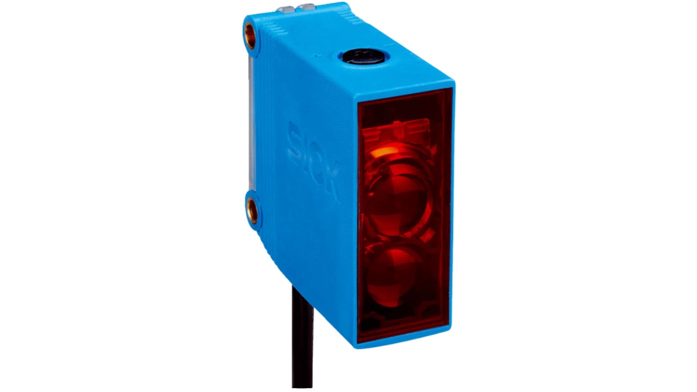 Sensore fotoelettrico rettangolare Sick GL10-R9812, rilevamento fino a 12 m, alimentazione 10-30 V CC, grado di protezione IP67.