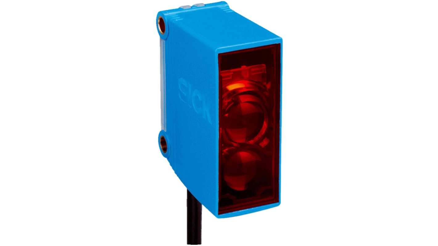 Sensore fotoelettrico rettangolare Sick GL10-F7551 a retroriflessione, rilevamento fino a 10 m, IP67, montaggio rapido Q-Lock.