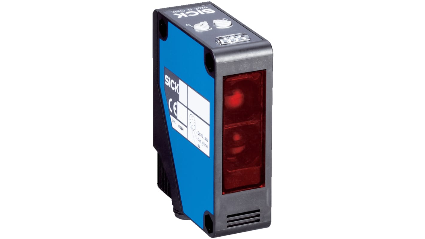 Sensore fotoelettrico rettangolare Sick WL280-2P4331 a retroriflessione, rilevamento fino a 12 m, IP66/IP67, con staffa in acciaio inox.