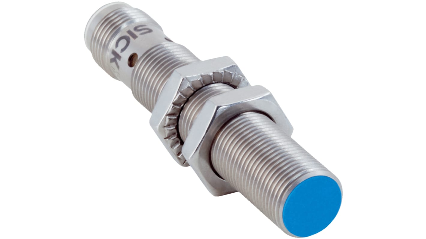 Sensore di prossimità cilindrico Sick IMC12-04BPPVC0SC05, PNP, M12, rilevamento 4 mm, IP68/IP69K, montaggio a filo.