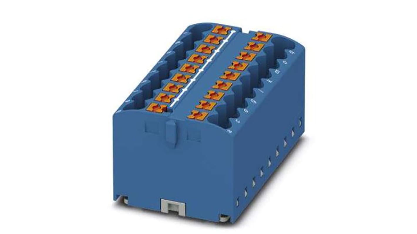 Morsettiera di distribuzione Phoenix Contact 3273310, 1 via, 24A, 450V. Sezioni da 0.14mm² a 4mm², temperature da -60 °C a 85 °C.