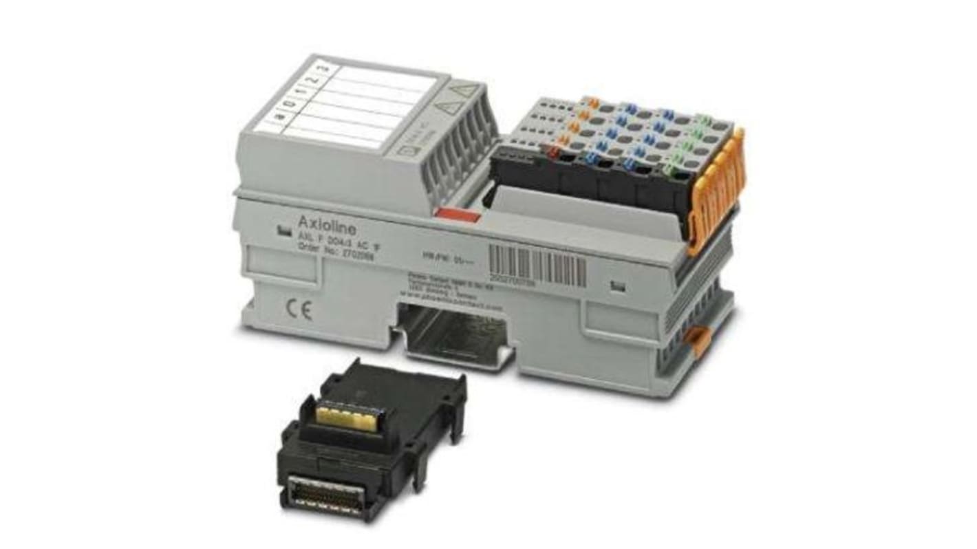 Modulo I/O Phoenix Contact 2702068 per Axioline F, 4 uscite digitali, IP20, dimensioni 126,1 x 53,6 x 54 mm.