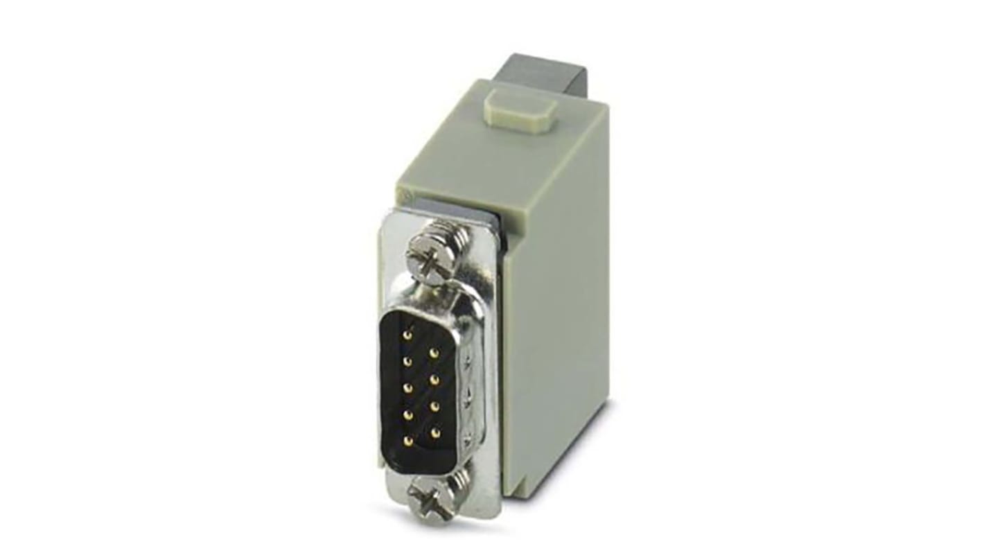 Modulo inserto contatti Phoenix Contact 1423723, maschio, serie HC-M-DSUB-U, 9 vie, lega di rame, -40 °C a 125 °C, collegamento a vite.
