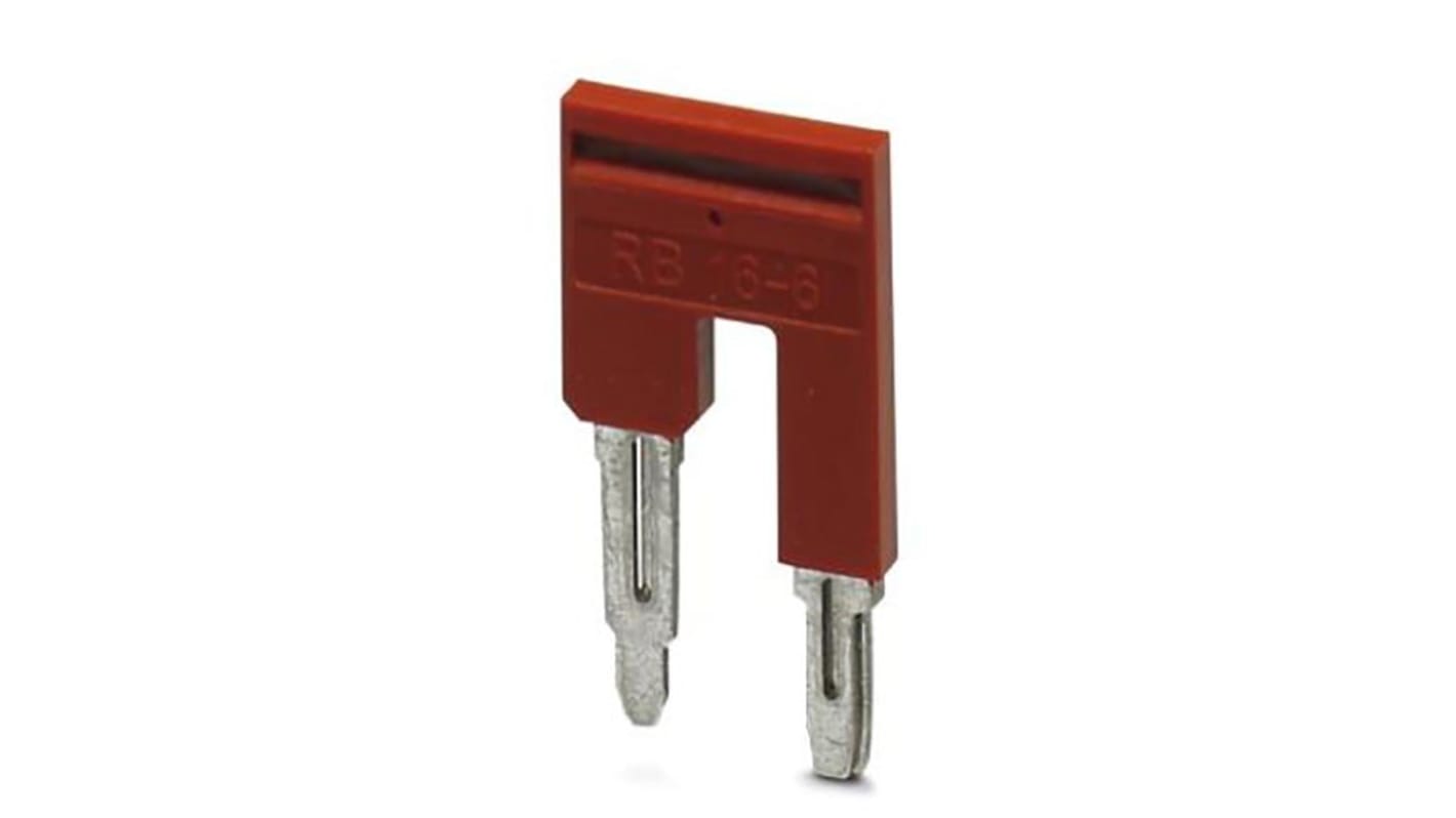 Ponte di riduzione Phoenix Contact RB 16, codice 3047072, con 2 contatti, colore rosso. Ideale per terminali e armadietti di controllo.