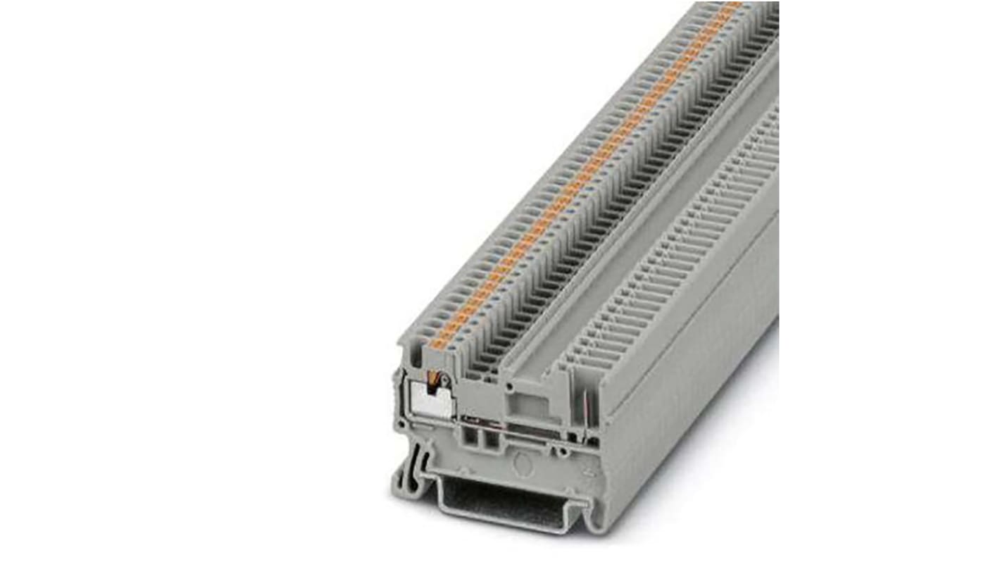 Morsettiera passante Phoenix Contact 3208582, grigia, sezione 0,14-1,5 mm². Collegamento a innesto, grado inquinamento 3. Ideale per armadietti di controllo.