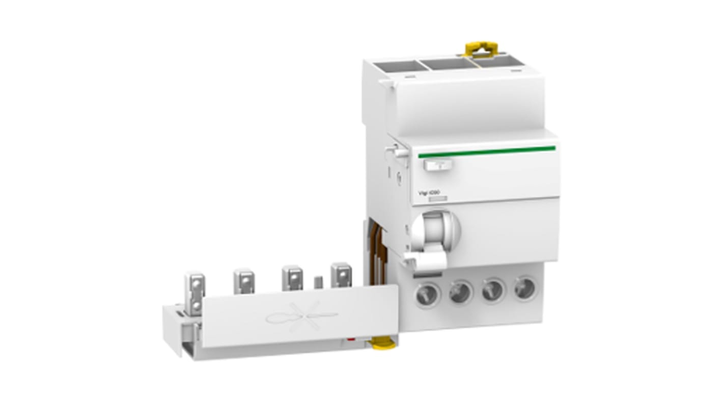 Dispositivo RCD Schneider Electric Vigi iC60, 4P, 25A, sensibilità 30mA, montaggio su guida DIN, IP20, -5 a 60 °C.