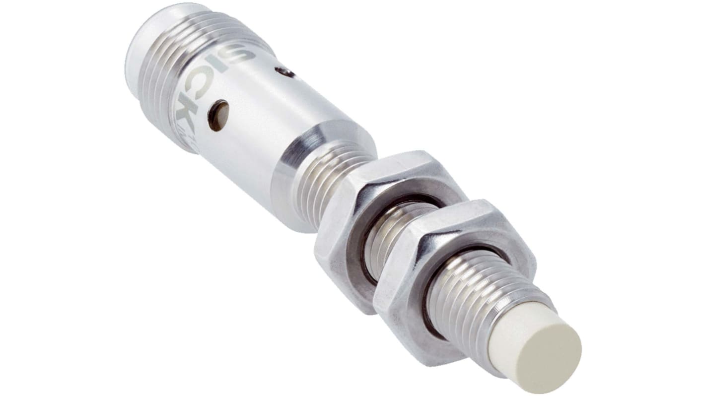 Sensore di prossimità cilindrico Sick IMF08-04NPSNC0S, PNP, M8, rilevamento 4 mm, IP68/IP69K, acciaio inox, connettore M12.