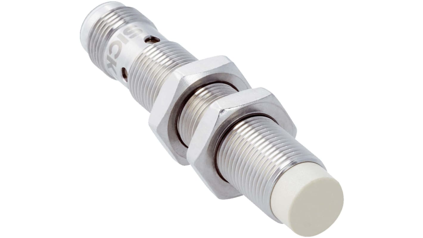 Sensore di prossimità cilindrico PNP Sick IMF12-08NPSNC0S, induttivo, M12, 8 mm, IP68/IP69K, acciaio inox, 10-30 V.