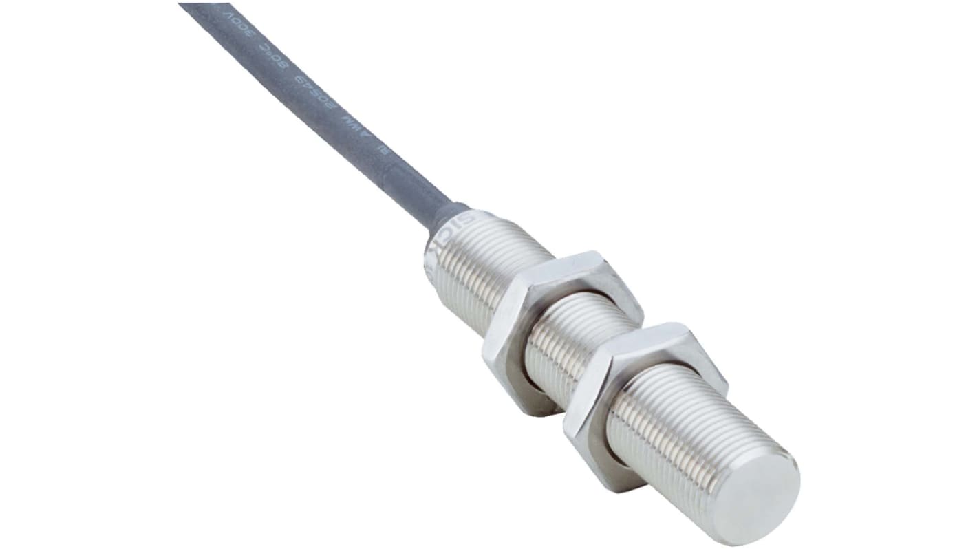 Sensore di prossimità cilindrico Sick IMI12-04BPSNU2S, PNP, M12, rilevamento 4 mm, IP68/IP69K, -25/+85 °C, montaggio a filo.