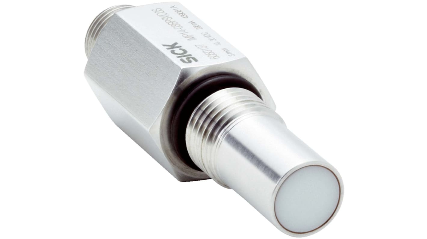 Sensore di prossimità cilindrico Sick IMP14-03BPSVC0S, PNP normalmente aperto, rilevamento 3 mm, custodia in acciaio inox, IP68.