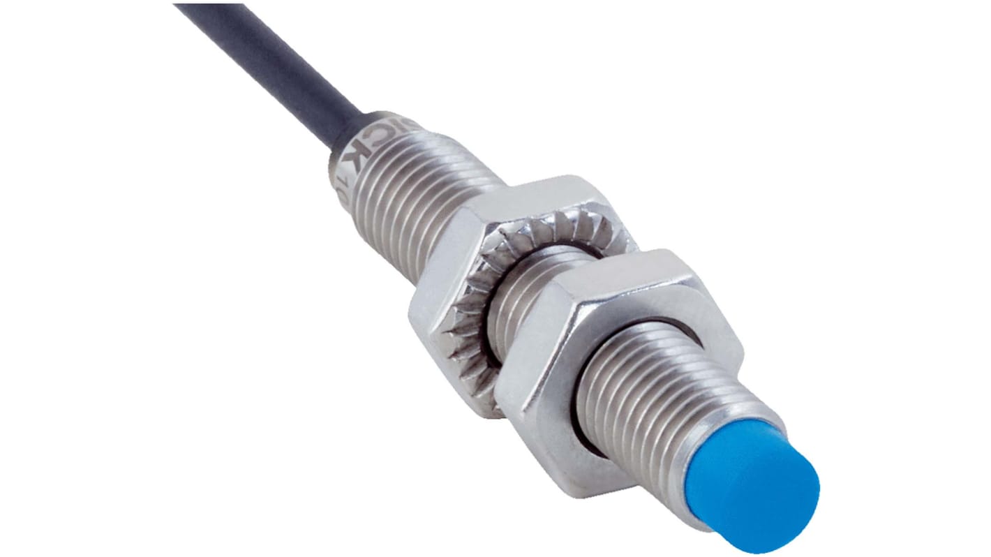 Sensore di prossimità cilindrico Sick IMB08-04NDSVU2S, M8, uscita NO, rilevamento 4 mm, IP68/IP69K, montaggio non a filo.