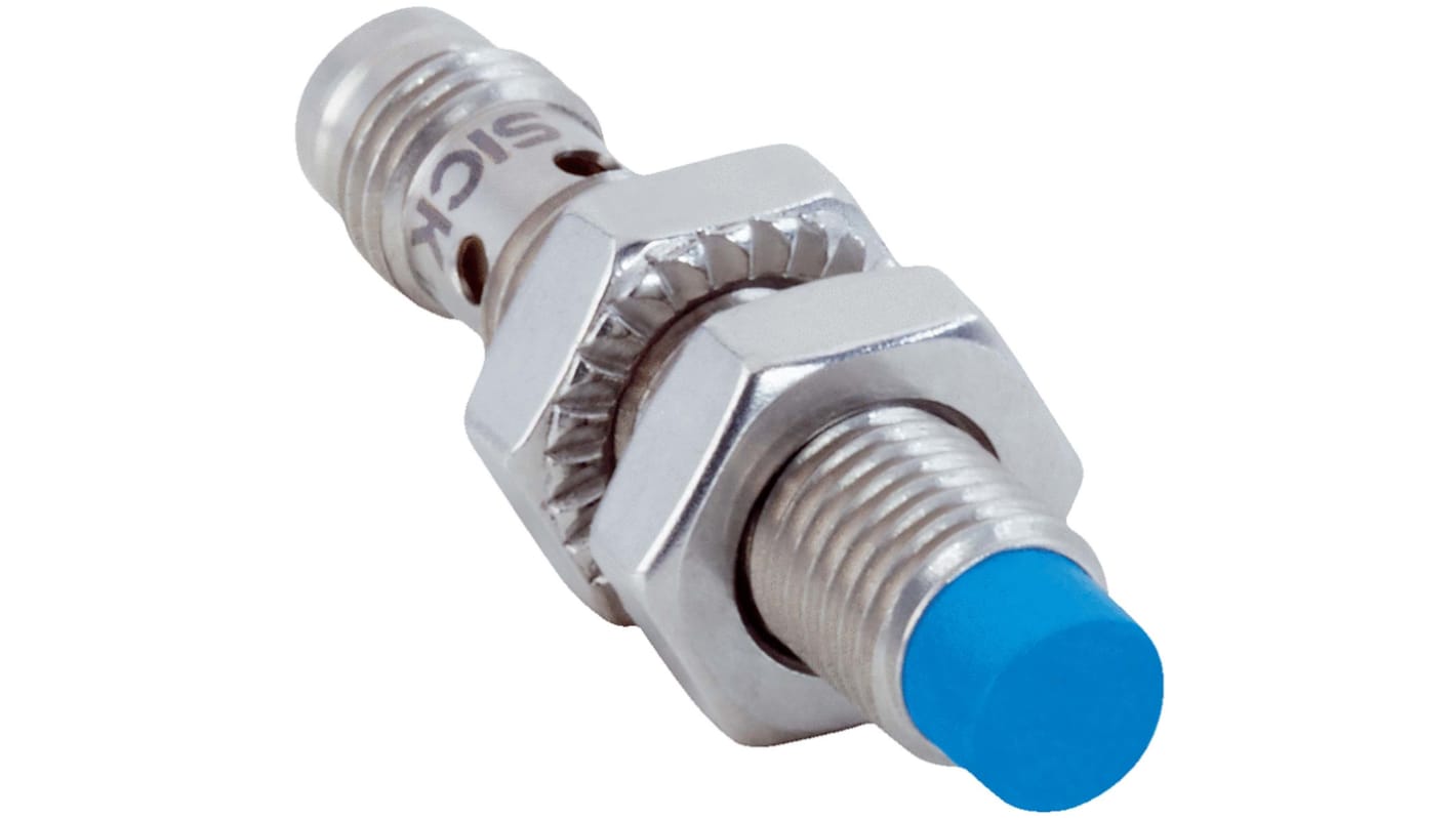 Sensore di prossimità cilindrico Sick IMB08-04NNOVT0K, NPN normalmente chiuso, M8, 4 mm, IP68/IP69K, acciaio inox.
