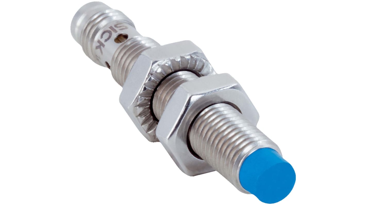 Sensore di prossimità cilindrico Sick IMB08-04NPSVT0S, PNP, M8, rilevamento 4 mm, IP68/IP69K, acciaio inox, IO-Link.