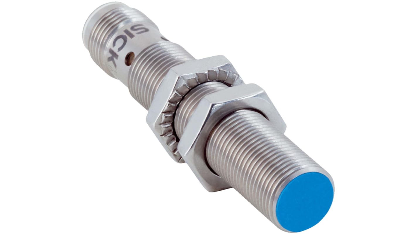 Sensore di prossimità cilindrico Sick IMB12-04BPOVC0K, PNP normalmente chiuso, M12, rilevamento 4 mm, IP68/IP69K.