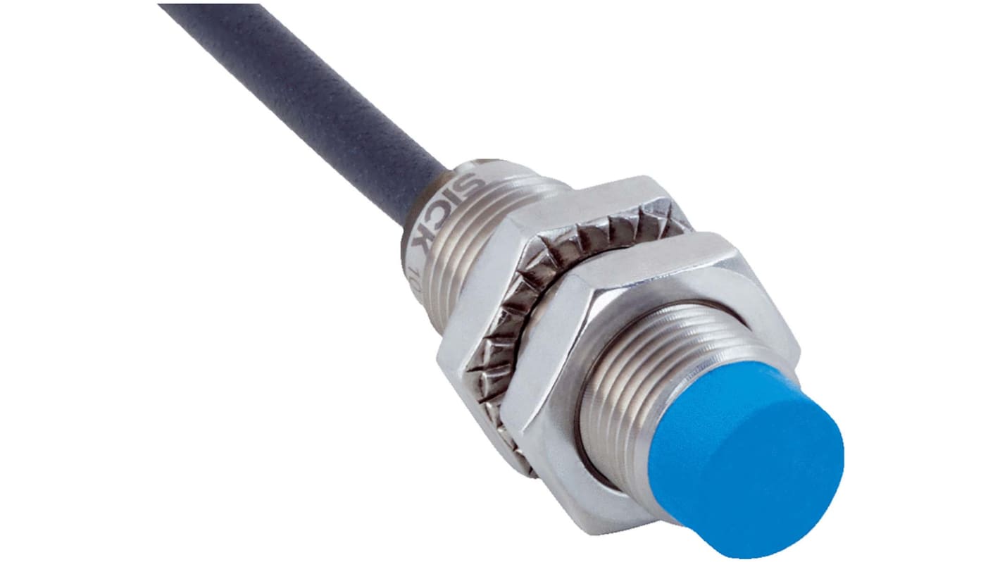 Sensore di prossimità cilindrico PNP Sick IMB12-08NPSVU2K, induttivo, M12, rilevamento 8 mm, IP68/IP69K, acciaio inox, montaggio non a filo.