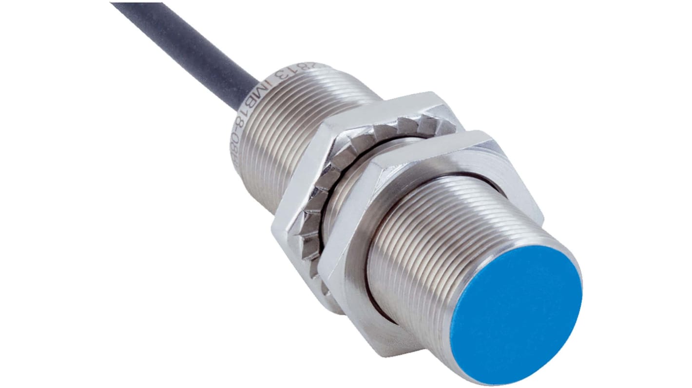 Sensore di prossimità cilindrico Sick IMB18-08BPSVU2S, PNP normalmente aperto, gamma di rilevamento 8 mm, custodia in acciaio inox, IP68/IP69K.