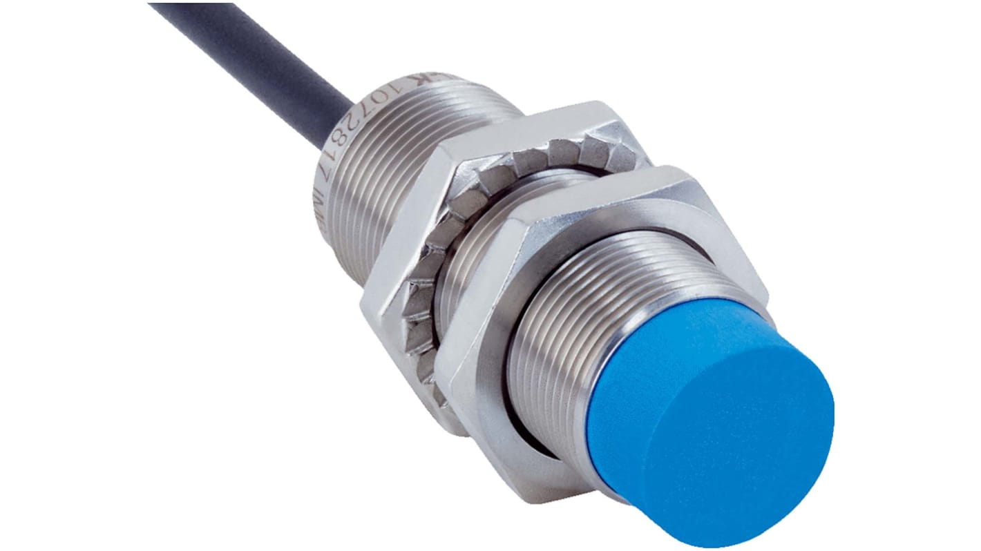 Sensore di prossimità cilindrico NPN Sick IMB18-12NNOVU2S, M18 x 1, rilevamento 12 mm, custodia in acciaio inox, IP68/IP69K.
