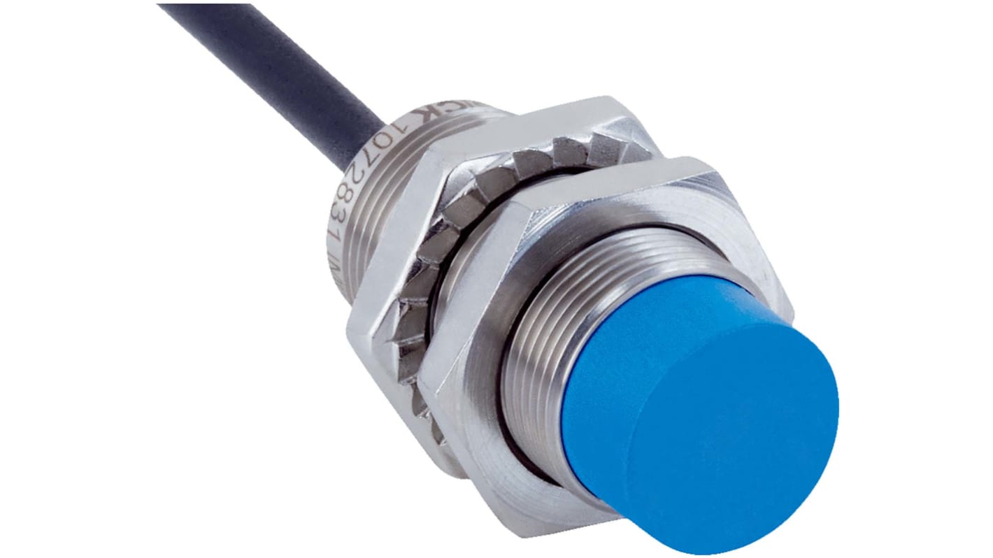 Sensore di prossimità cilindrico Sick IMB18-12NNSVU2K, NPN normalmente aperto, gamma di rilevamento 12 mm, custodia in acciaio inox.