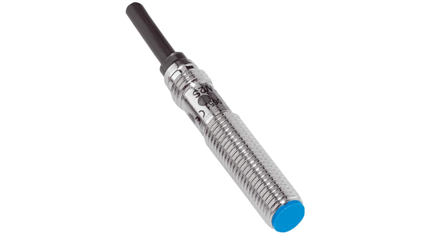 Sensore di prossimità cilindrico NPN Sick IME08-02BNSZW2K, induttivo, M8, 2 mm, IP67, montaggio a filo, 43 mm x 8 mm.