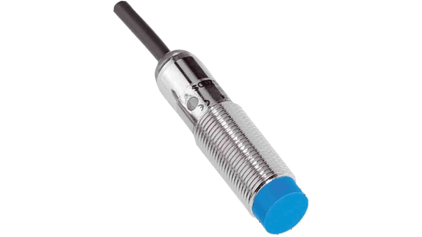 Sensore di prossimità cilindrico Sick IME12-04NNSZW3K, NPN normalmente aperto, gamma di rilevamento 4 mm, custodia in metallo, IP67.
