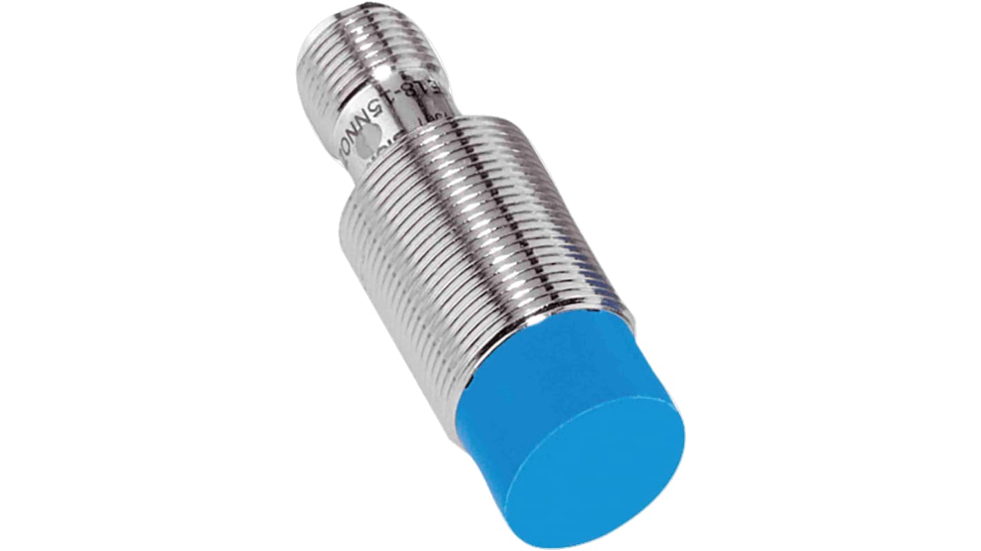 Sensore di prossimità cilindrico Sick IME18-08NPOZC0K, PNP normalmente chiuso, gamma di rilevamento 8 mm, custodia in metallo, IP67.