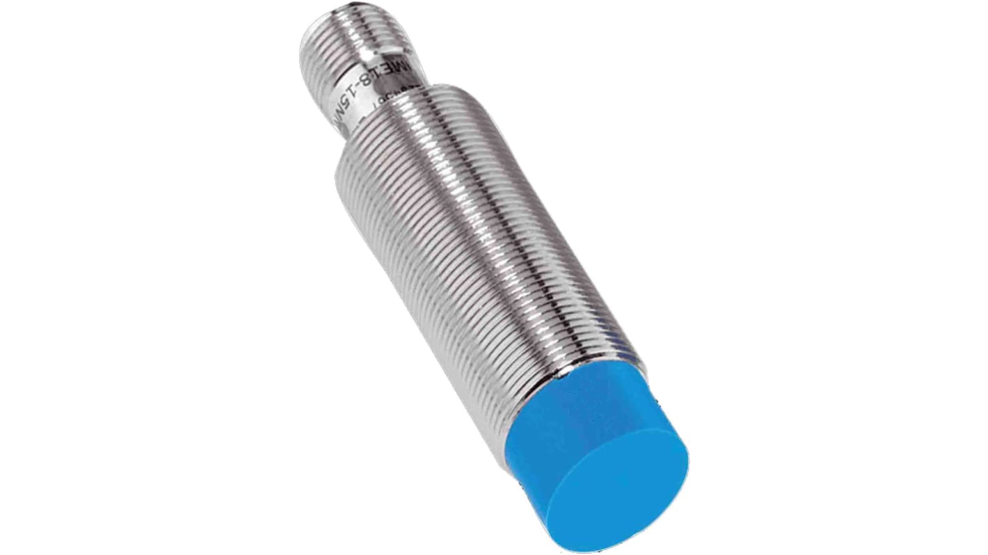 Sensore di prossimità cilindrico Sick IME18-08NPPZC0S, PNP, 8 mm, IP67, montaggio non a filo, custodia in metallo.