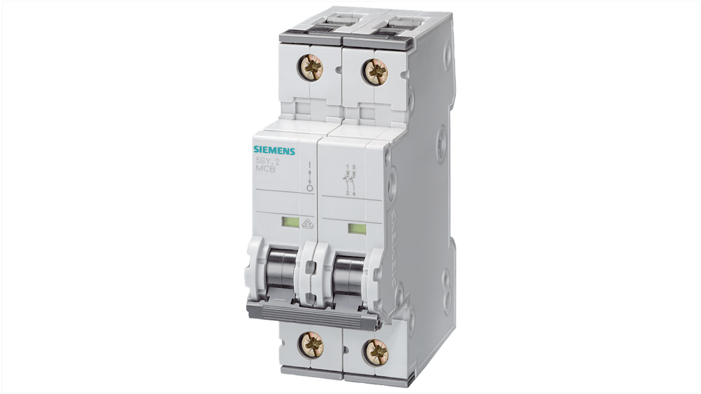 Interruttore magnetotermico Siemens 2P 4A 10 kA, Tipo C (cod. 5SY5204-7) per proteggere le installazioni elettriche da sovraccarichi e cortocircuiti. Design compatto e facile installazione!