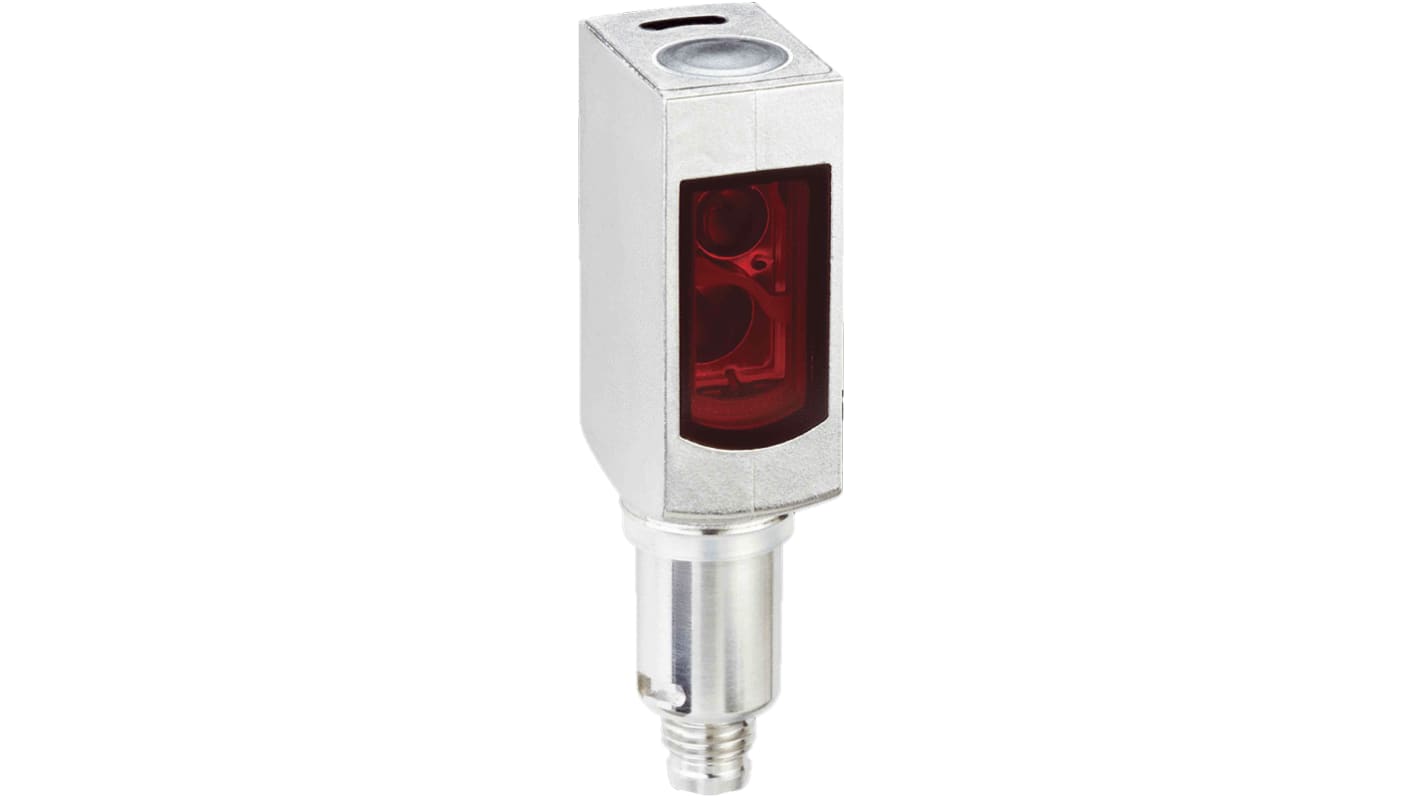 Sensore fotoelettrico rettangolare Sick WTB4S-3P5232H, rilevamento 4-120 mm, uscita PNP, custodia in acciaio inox, IP66-69K. Montaggio igienico M12.