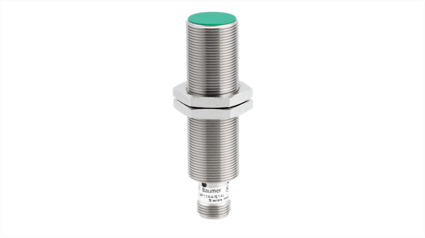 Baumer IFRM 18P37A4/S14L, sensore induttivo PNP M18, rilevamento 8 mm, connettore M12, IP67, lunghezza 75 mm.