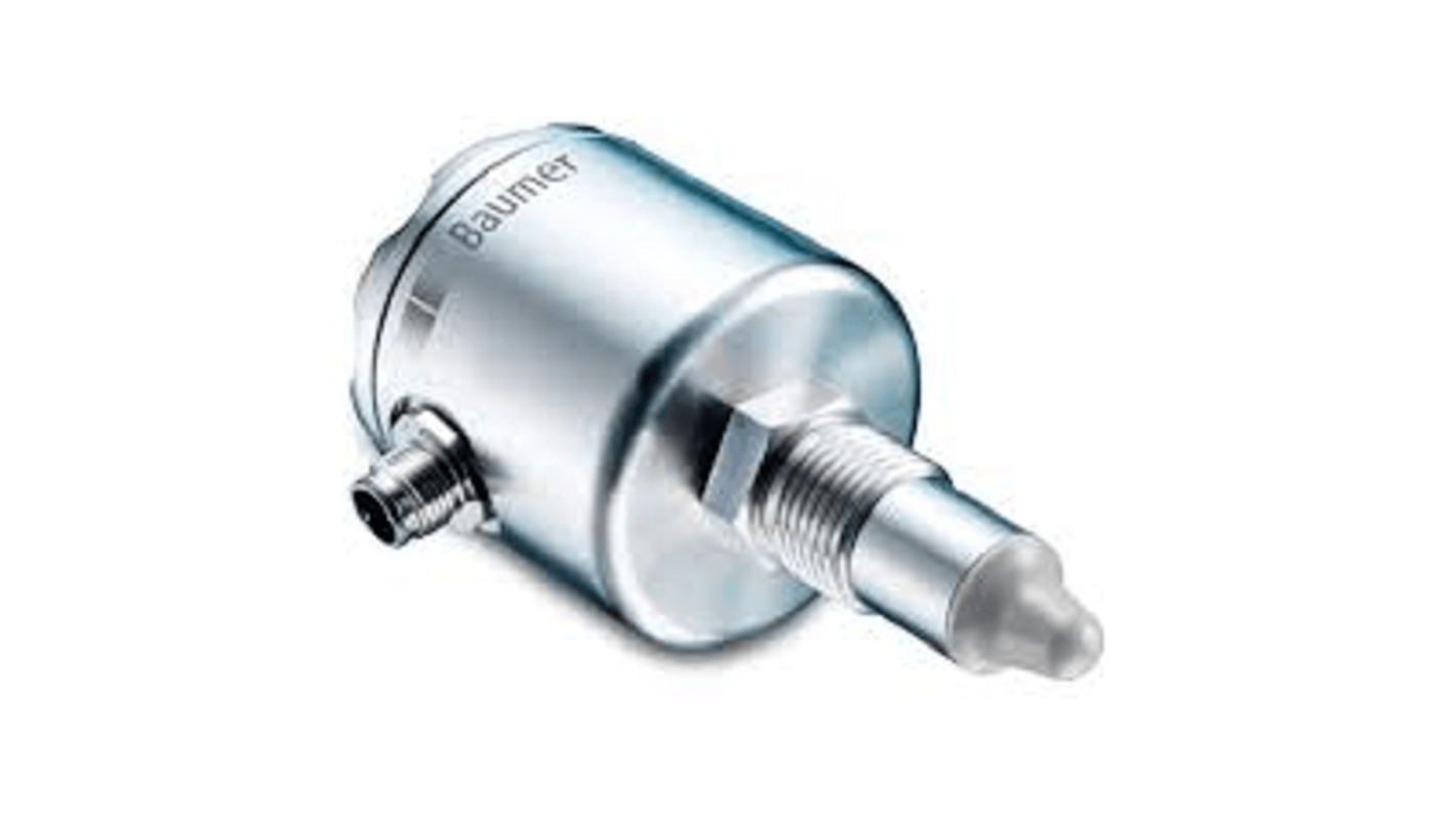 Interruttore di livello Baumer LFFS-024.0, montaggio G1/2, uscita PNP, corpo in acciaio INOX, IP67, per liquidi e solidi.