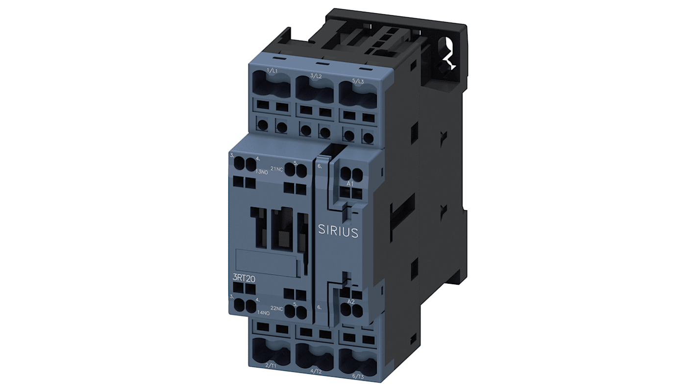 Contattore reversibile Siemens 3RT2025-2AP00-1AA0, 3 poli, 7,5 kW, 400 V, montaggio verticale, conforme a IEC e UL/CSA.