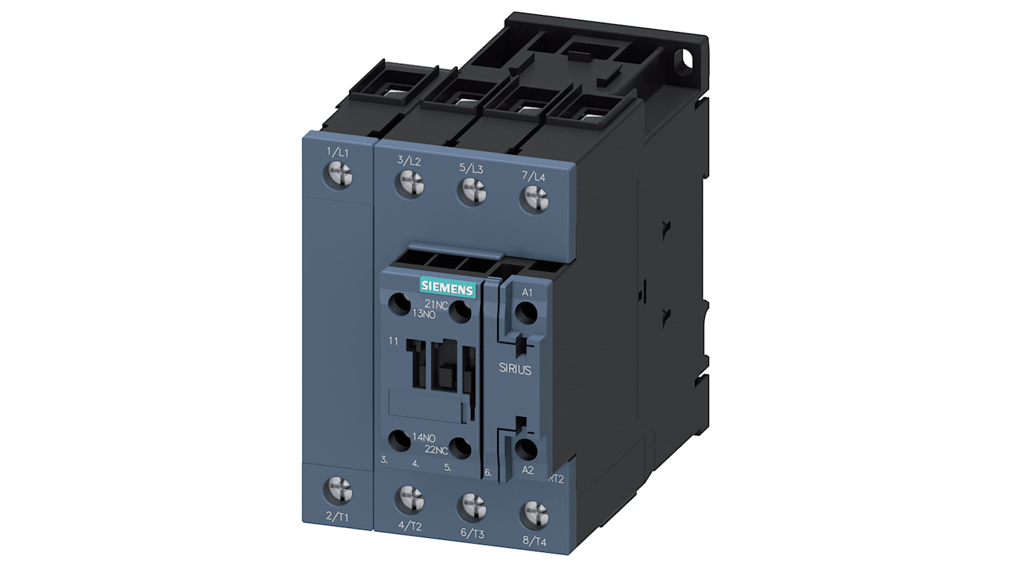 Contattore reversibile Siemens 3RT2336-1AL20, 4 poli, 60 A, 400 V, per carichi resistivi, serie Sirius.