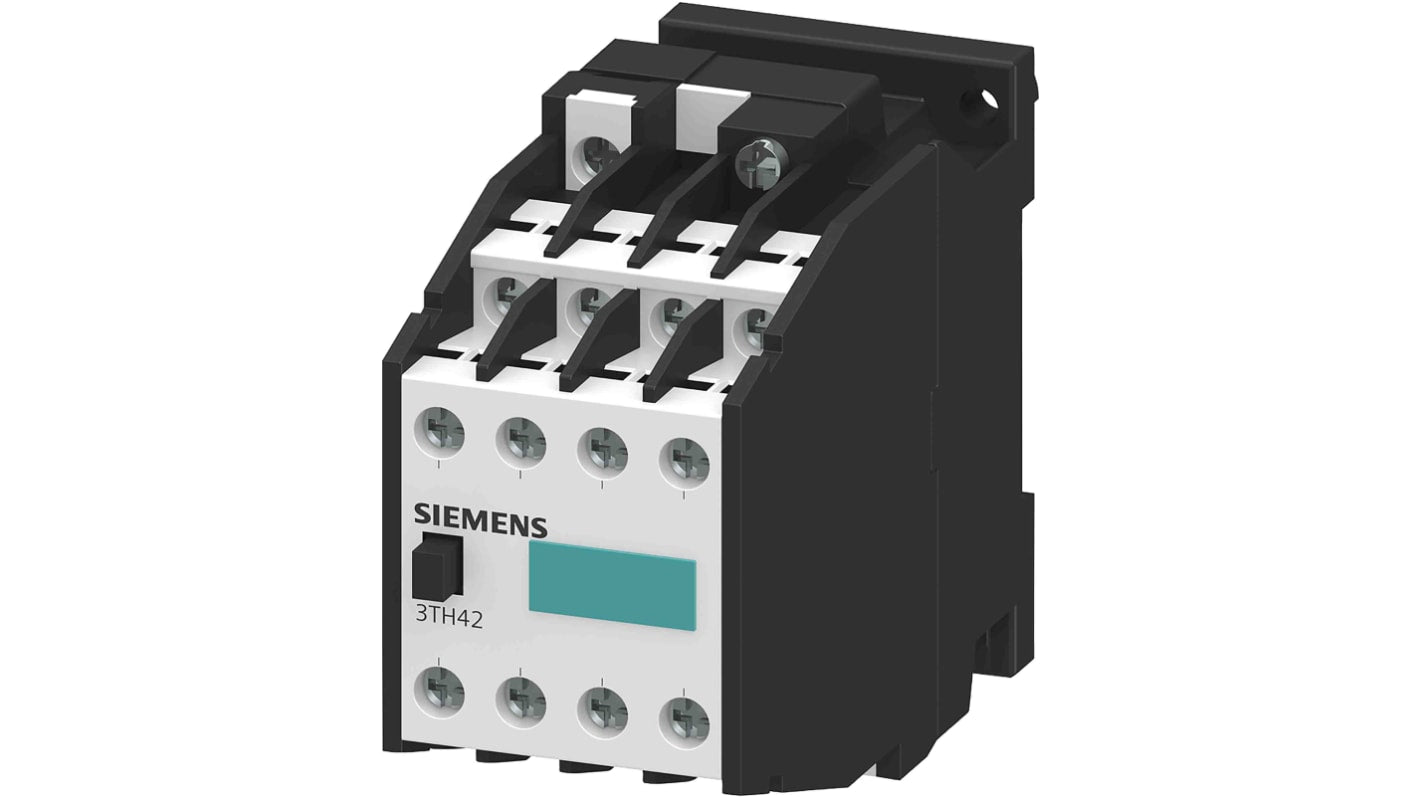 Contattore Siemens 3TH4244-0AG2, 8 poli, 4NO + 4NC, corrente 10 A, tensione 110 V c.a., per circuiti di controllo.
