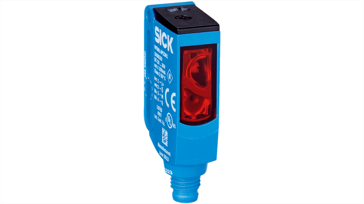 Sensore fotoelettrico rettangolare Sick WTB9L-3P2261, rilevamento 25-300 mm, uscita PNP, grado di protezione IP66/IP67/IP69K.