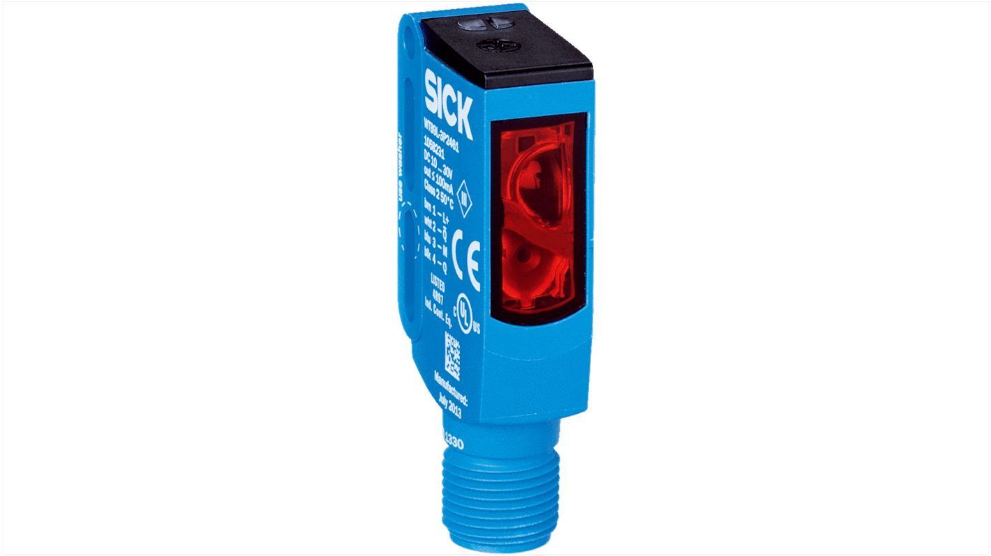 Sensore fotoelettrico rettangolare Sick WTB9L-3P2491, rilevamento 25-400 mm, uscita PNP, connettore M12, IP66/IP67/IP69K.