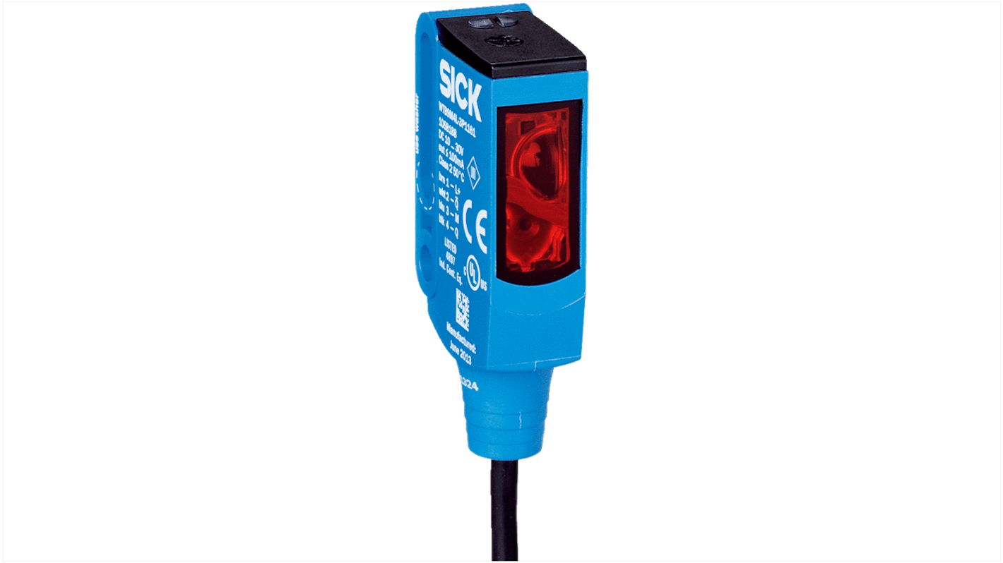 Sensore fotoelettrico rettangolare Sick WTB9M4L-3P1191, rilevamento 25-400 mm, uscita PNP, grado di protezione IP66/IP67/IP69K.