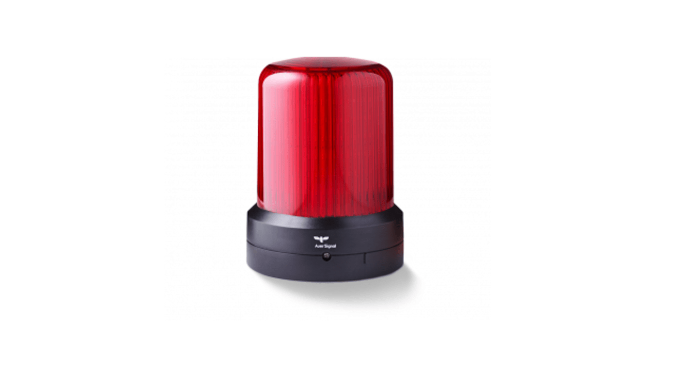 AUER Signal 850512405RBL, segnalatore LED rosso da 110 mm, alimentazione 24 V, IP66, montaggio su base, sette modalità di segnalazione.